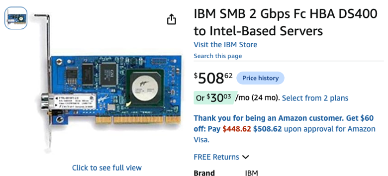 IBM SMB 2 Gbps FC HBA DS400 to Intel-Based Servers