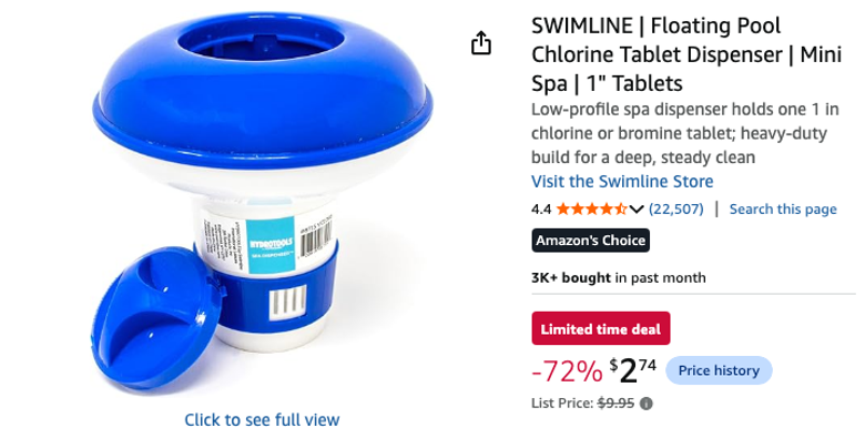 Floating Pool Chlorine Tablet Dispenser