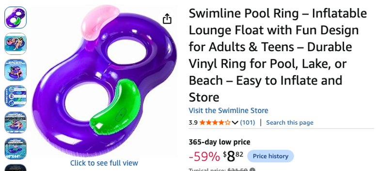 Swimline Pool Ring Inflatable Lounge Float