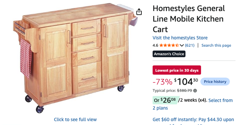 Homestyles Mobile Kitchen Cart