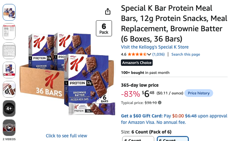 Special K Protein Meal Bars, Brownie Batter