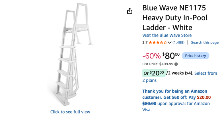 Blue Wave NE1175 Heavy Duty In-Pool Ladder - White