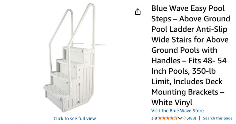 Blue Wave Easy Pool Steps Above Ground Pool Ladder