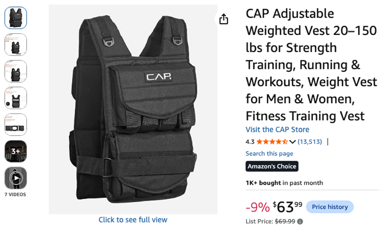 CAP Adjustable Weighted Vest