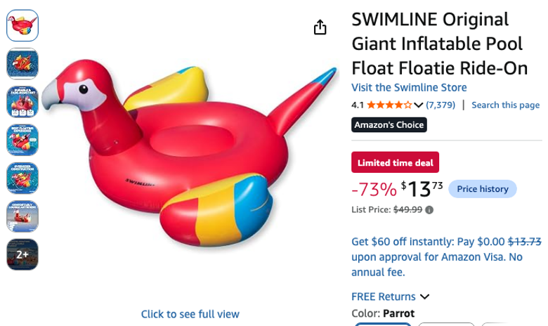 SWIMLINE Giant Inflatable Pool Float Ride-On