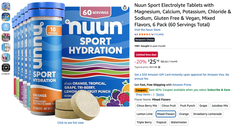 Nuun Sport Electrolyte Tablets 6 Pack, Mixed Flavors
