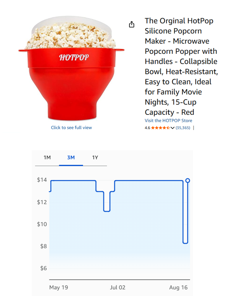 HotPop Silicone Microwave Popcorn Maker, 15-Cup, Red