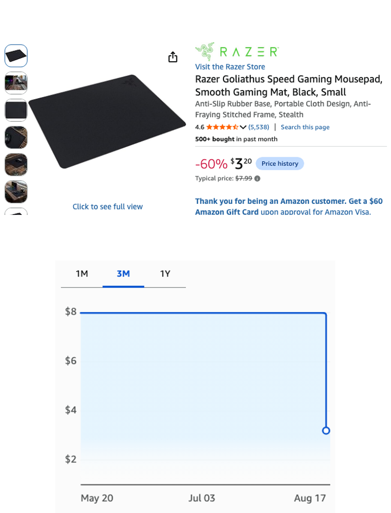 Razer Goliathus Speed Gaming Mousepad, Small