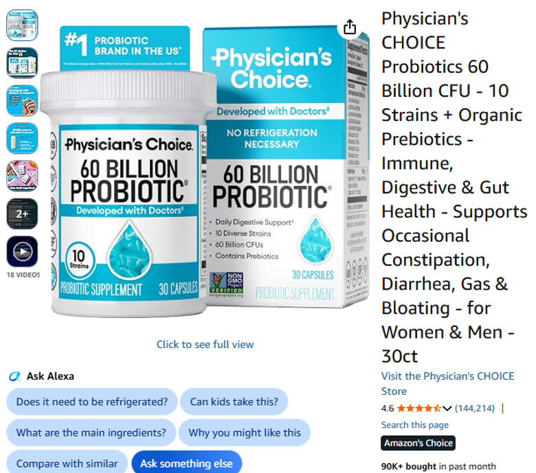 Physician's CHOICE Probiotics 60 Billion CFU, 30 Count