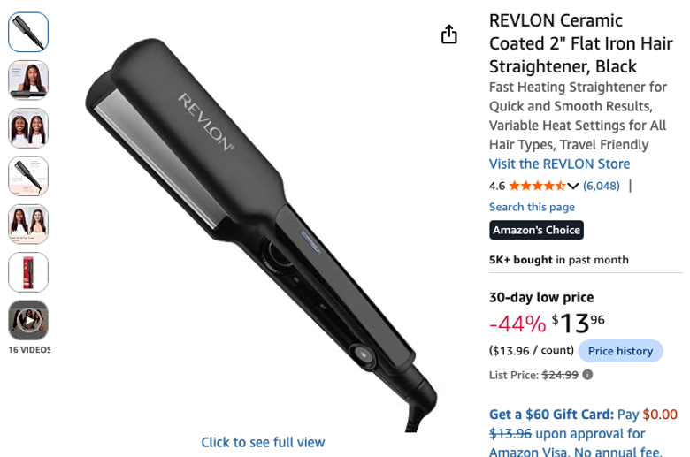Revlon Ceramic Coated 2" Flat Iron Hair Straightener