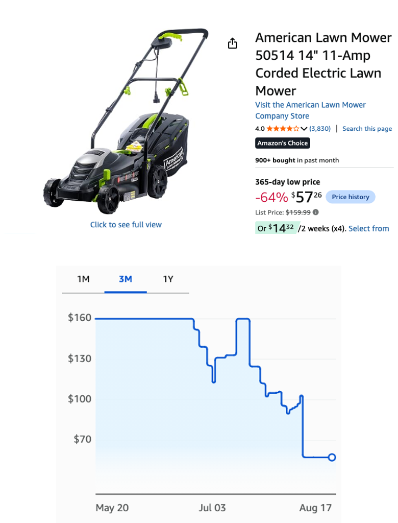 American Lawn Mower 50514 14" 11-Amp Corded Electric Lawn Mower