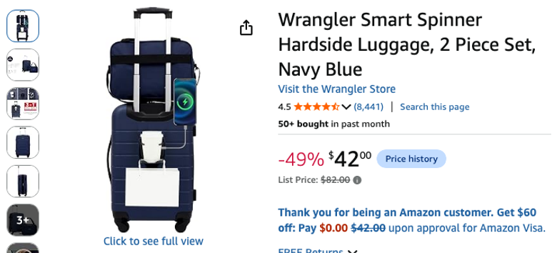 Wrangler Smart Spinner Hardside Luggage 2-Piece Set