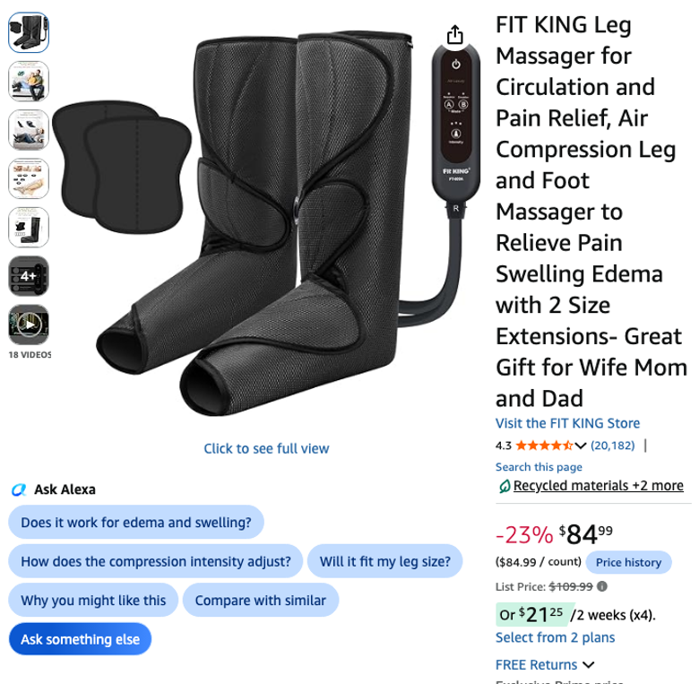 FIT KING Leg Massager for Circulation and Pain Relief