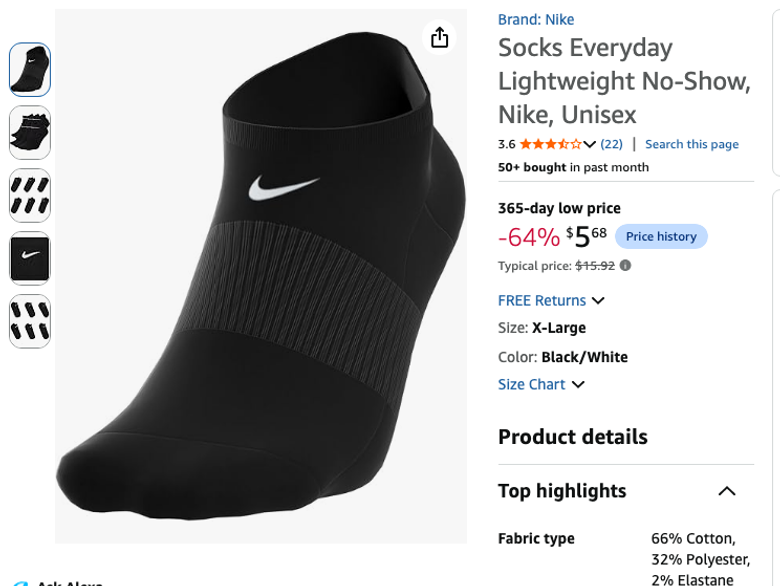 Nike Everyday Lightweight No-Show Socks