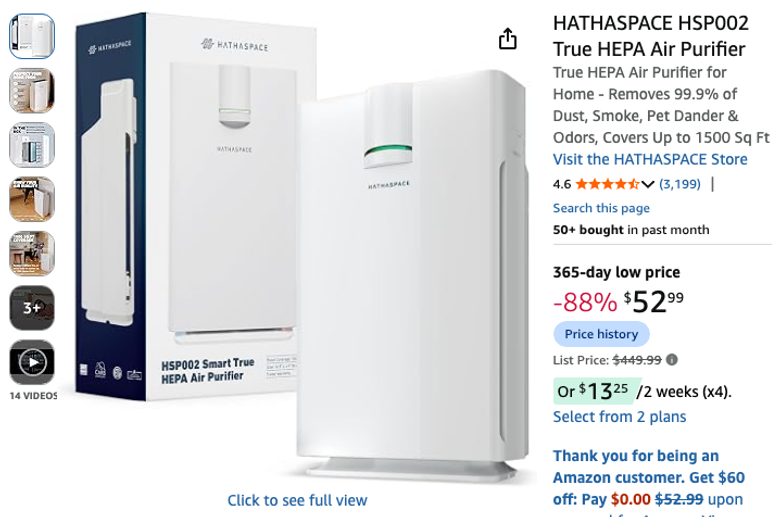 HATHASPACE HSP002 True HEPA Air Purifier