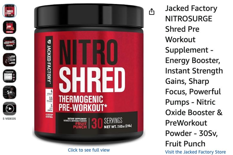 Jacked Factory NITROSURGE Shred Pre Workout Supplement