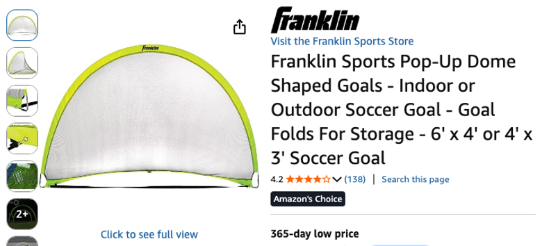 Franklin Sports Pop-Up Dome Shaped Soccer Goal
