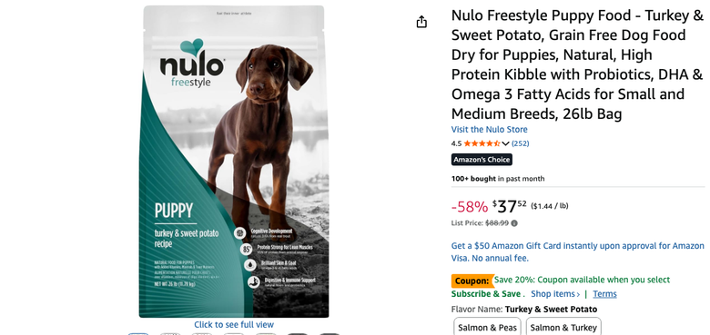 Nulo Freestyle Puppy Food Turkey & Sweet Potato Dry Dog Food, 26 lb