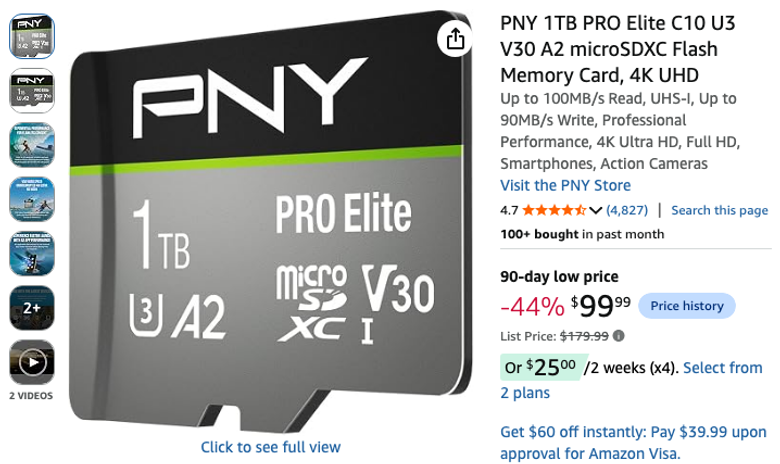 PNY PRO Elite 1TB microSDXC Card