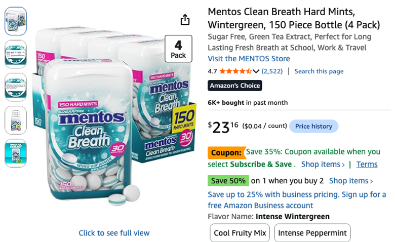 Mentos Clean Breath Hard Mints 4-Pack