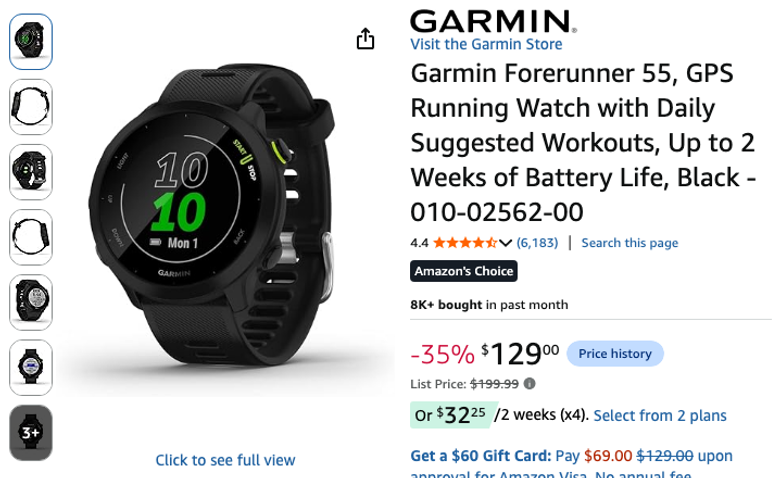 Garmin Forerunner 55 GPS Running Watch