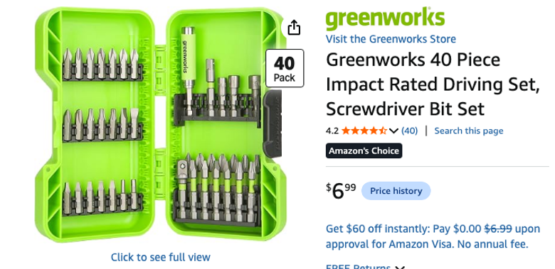 Greenworks 40-Piece Impact Rated Driving Set