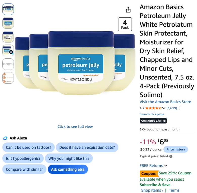 Amazon Basics Petroleum Jelly 4-Pack