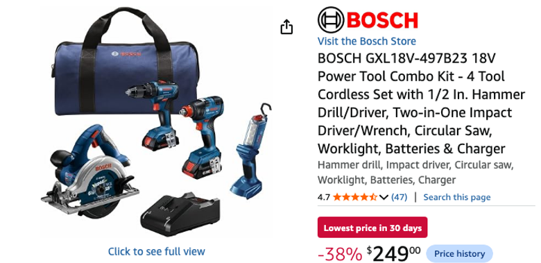 BOSCH 18V 4-Tool Combo Kit