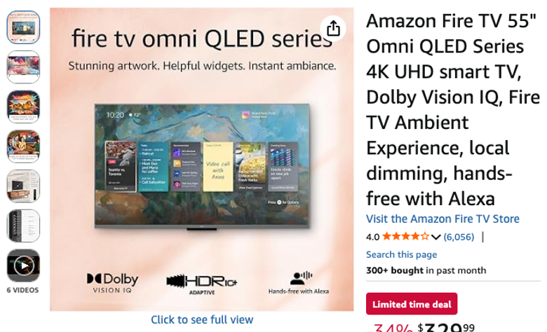 Amazon Fire TV 55" Omni QLED Series 4K UHD Smart TV