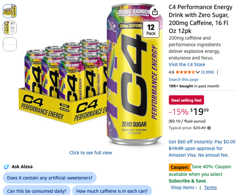 C4 Performance Energy Drink 12-Pack