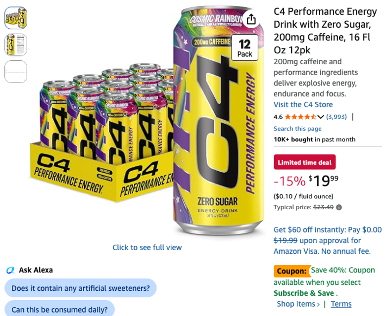 C4 Performance Energy Drink 12-Pack