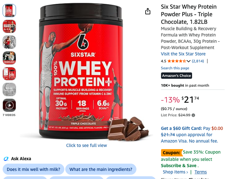 Six Star Whey Protein Powder Plus - Triple Chocolate, 1.82LB