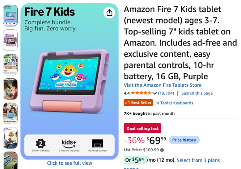 Amazon Fire 7 Kids Tablet