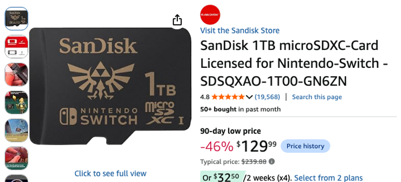 SanDisk 1TB microSDXC Card for Nintendo Switch