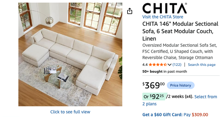 CHITA 146" Modular Sectional Sofa