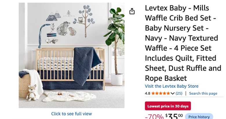 Levtex Baby Mills Waffle 4-Piece Crib Bedding Set