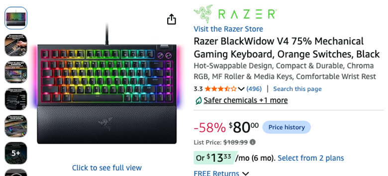 Razer BlackWidow V4 75% Mechanical Gaming Keyboard