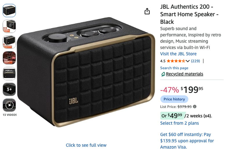 JBL Authentics 200 Smart Home Speaker