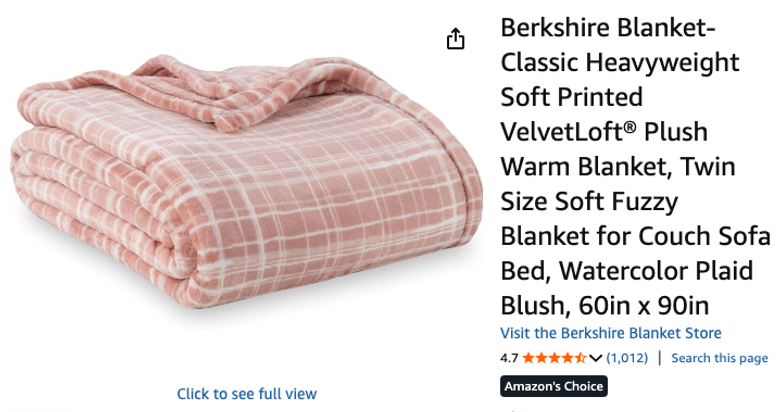 Berkshire VelvetLoft Plush Blanket, Twin Size