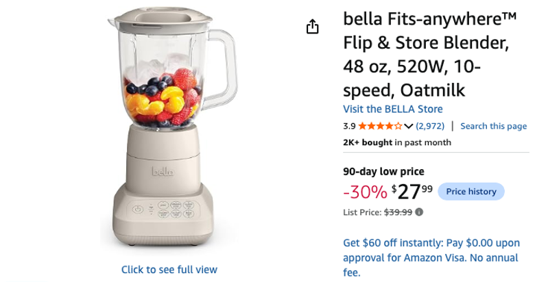bella Fits-anywhere Flip & Store Blender