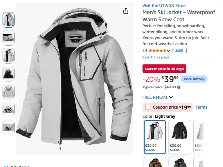 Men's Ski Jacket – Waterproof Warm Snow Coat