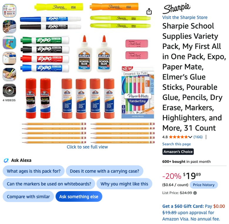 Sharpie School Supplies Variety Pack, 31 Count