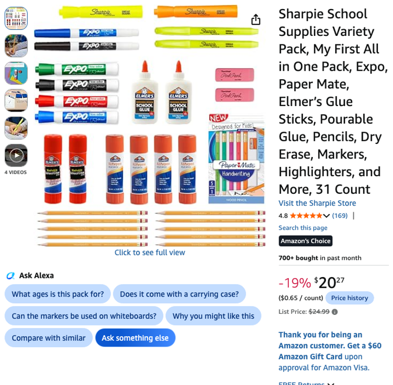 Sharpie School Supplies Variety Pack, 31 Count