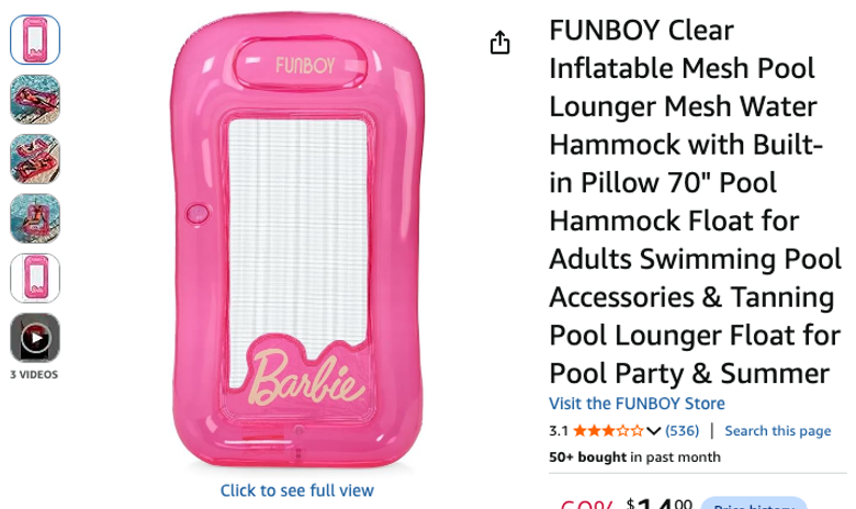 FUNBOY Clear Inflatable Mesh Pool Lounger
