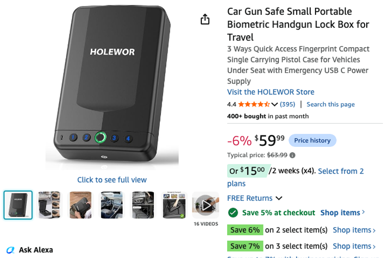 Biometric Portable Car Gun Safe