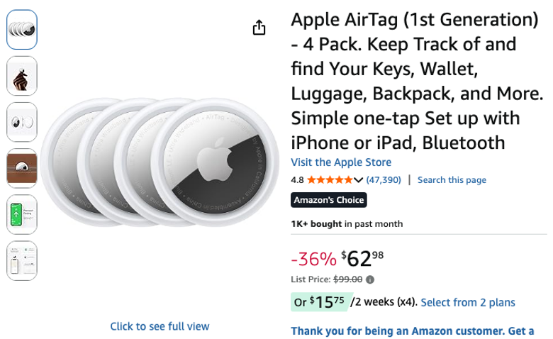 Apple AirTag 4-Pack
