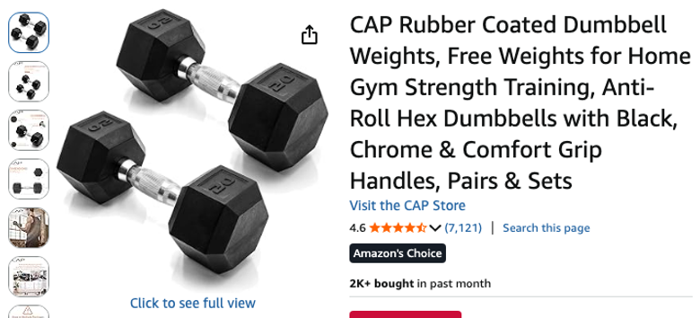 CAP Rubber Coated Dumbbells