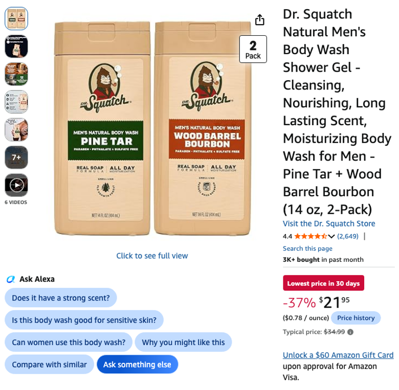 Dr. Squatch Men's Natural Body Wash 2-Pack