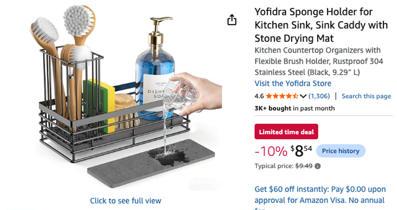 Yofidra Sponge Holder for Kitchen Sink with Stone Drying Mat