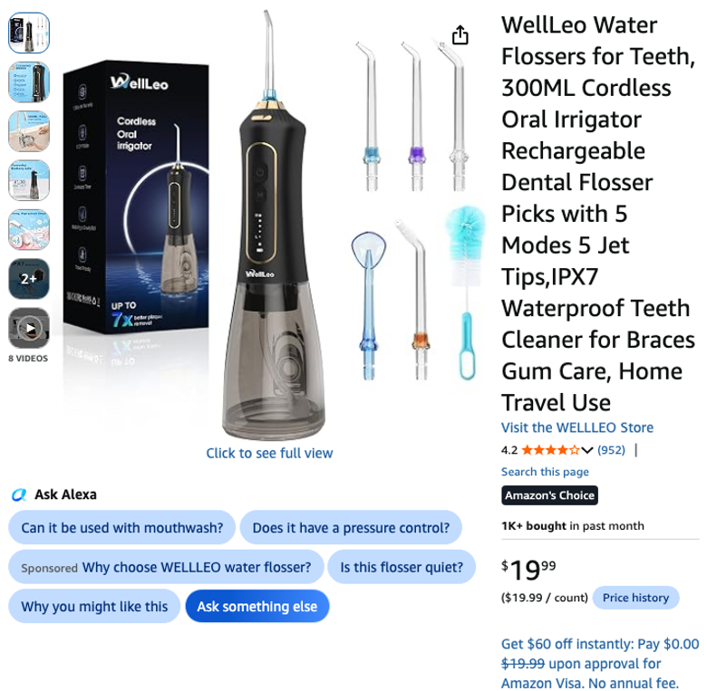 WellLeo Cordless Water Flosser